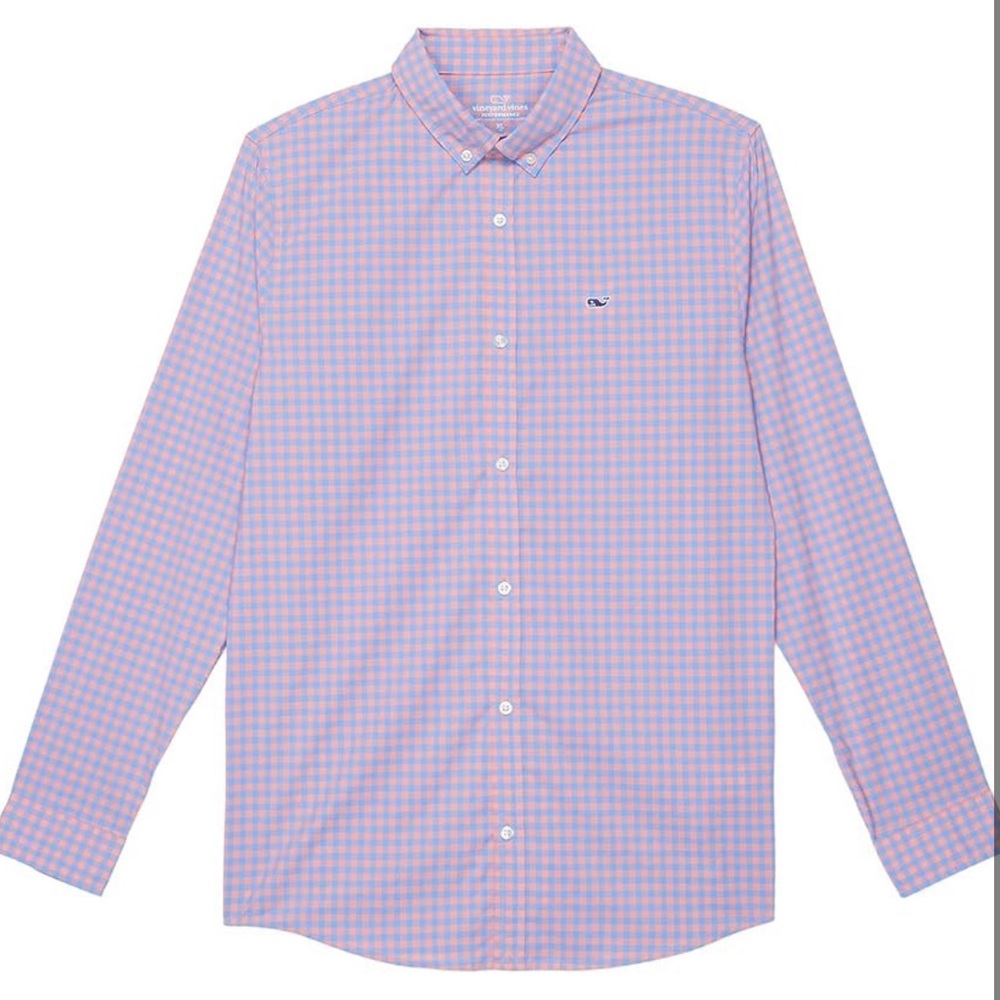 Vineyard Vines Kids' Gingham Button-Up Shirt in Papaya Passion